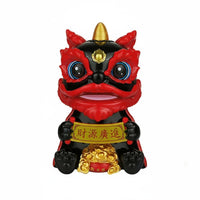 Solar Lion Dance Bobblehead, Chinese Style, Lucky Car Decor, Creative Gift