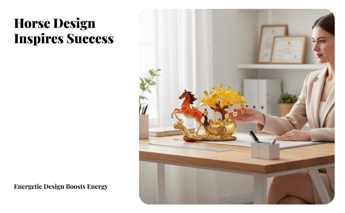 Feng Shui Wealth Decor, Horse Yuanbao Money Tree, Office Decoration, Housewarming Present