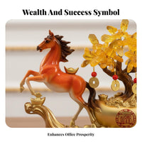 Feng Shui Wealth Decor, Horse Yuanbao Money Tree, Office Decoration, Housewarming Present