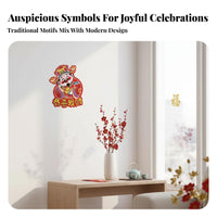 Mini Fu Character Sticker, Gold Foil, Horse Year, New Year Decor