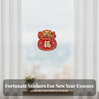 Mini Fu Character Sticker, Gold Foil, Horse Year, New Year Decor