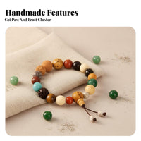 Bodhi Bracelet, Berry Cluster, Five-Path Fortune, Glass Ash, Multi-Stone Beads, Vintage Design