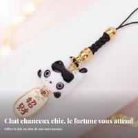 Ceramic Cartoon Lucky Cat Phone Chain, 3D Keychain, Cute Bag Charm, Random