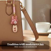 Ceramic Cartoon Lucky Cat Phone Chain, 3D Keychain, Cute Bag Charm, Random