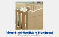 Solid Wood Children's Bed, Adjustable Height, Splicing Guardrail, Wide Bed for Boys and Girls