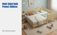 Solid Wood Children's Bed, Adjustable Height, Splicing Guardrail, Wide Bed for Boys and Girls