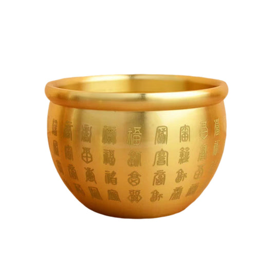 Brass Ashtray, Treasure Bowl, Engraved Fu, Gold Toad, Desktop Decor