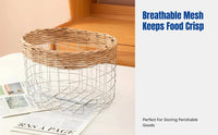 Breakfast Basket, Iron Wire Weaving, Metal Mesh Storage Basket, Japanese Minimalist Design, Hollow Open, Large Capacity