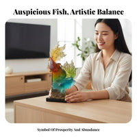 Koi Fish Prosperity Figurine, Resin Decor, Living Room, Wine Cabinet, Housewarming Accent