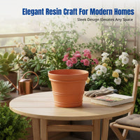 Round Embossed Resin Flower Pot, Indoor Planter, Balcony Garden Pot