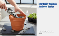 Round Embossed Resin Flower Pot, Indoor Planter, Balcony Garden Pot