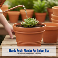 Round Embossed Resin Flower Pot, Indoor Planter, Balcony Garden Pot