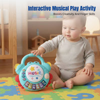 Musical Turtle Hand Drum Toy, Early Learning Keyboard, Story Machine for Infants and Toddlers