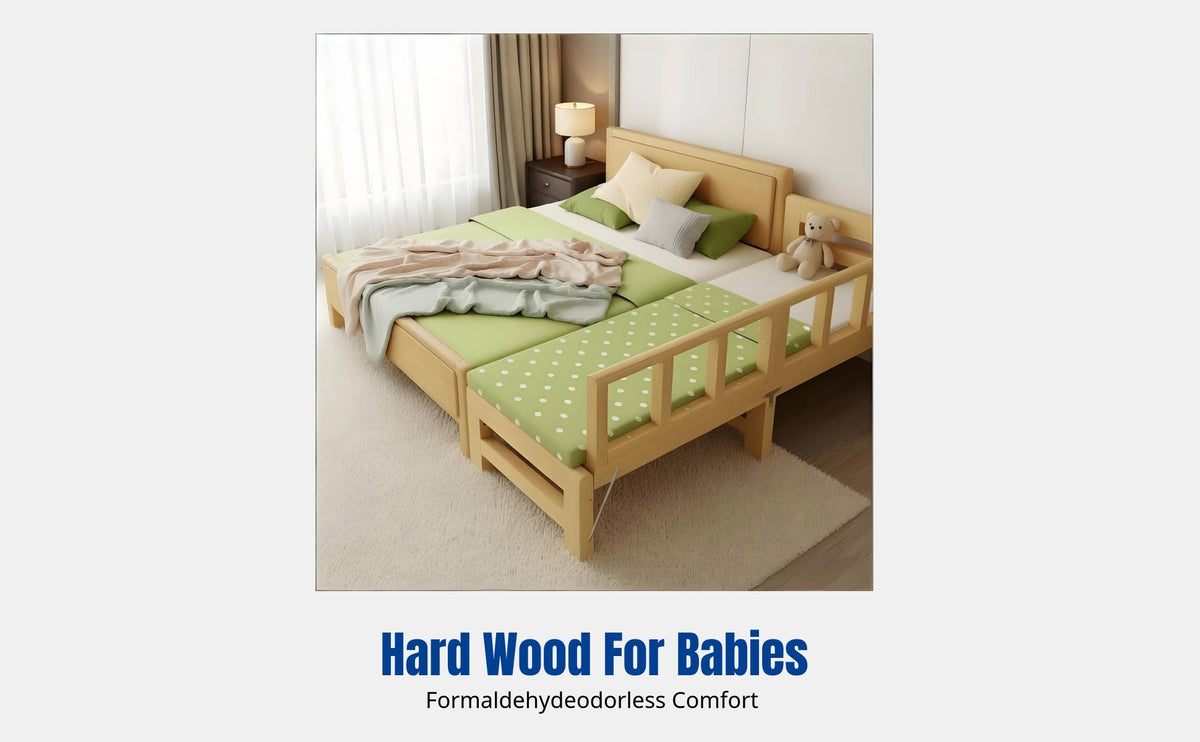 Children's Bed, Solid Wood Splicing Bed, Wide Bedside, No Installation, Customizable Baby Bed