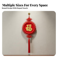Chinese Knot Fu Character Hanging Decoration, Round Tassel, Festive Red, Living Room, Auspicious Symbol