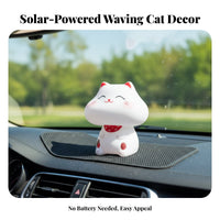Solar Lucky Cat Dashboard Decor, Auto Waving Hand, Cartoon Decoration, Gift Idea