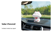Solar Lucky Cat Dashboard Decor, Auto Waving Hand, Cartoon Decoration, Gift Idea