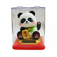 Solar Powered Panda Figurine No Required Waving Arm Panda Ornament Non-Slip Base for Windowsill