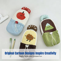 Korean Cartoon Pencil Bag, Handheld Stationery Case, Large Capacity, Standable, For Students