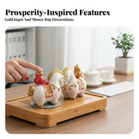 Verdant Horse Resin Tea Pet, Rotatable Fortune Decor, Chinese Desk Ornament