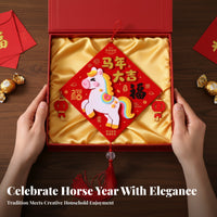Horse Year Fu Character Hanging, DIY Fabric Craft Kit, New Year Decoration for Kids, Random Color