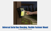 Solar Outdoor Motion Sensor LED Clip Light, USB Rechargeable, Garden Patio Camping Lighting, IP67 Waterproof