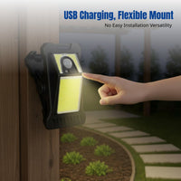 Solar Outdoor Motion Sensor LED Clip Light, USB Rechargeable, Garden Patio Camping Lighting, IP67 Waterproof