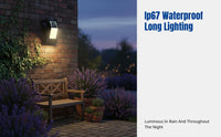 Solar Outdoor Motion Sensor LED Clip Light, USB Rechargeable, Garden Patio Camping Lighting, IP67 Waterproof