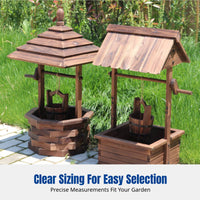 Carbonized Wood Flower Box, Outdoor Wishing Well Planter, Garden Decor Trough