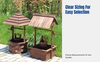 Carbonized Wood Flower Box, Outdoor Wishing Well Planter, Garden Decor Trough