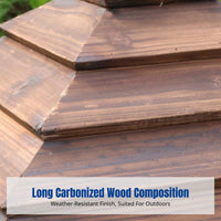 Carbonized Wood Flower Box, Outdoor Wishing Well Planter, Garden Decor Trough