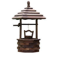 Carbonized Wood Flower Box, Outdoor Wishing Well Planter, Garden Decor Trough