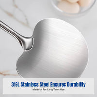 316L Stainless Steel Cooking Spoon, Long Handle Mushroom Turner, Kitchen Utensil Set for Home