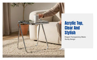 Acrylic Coffee Table, Folding Side Table for Living Room, Transparent Small End Table, Modern Minimalist Design
