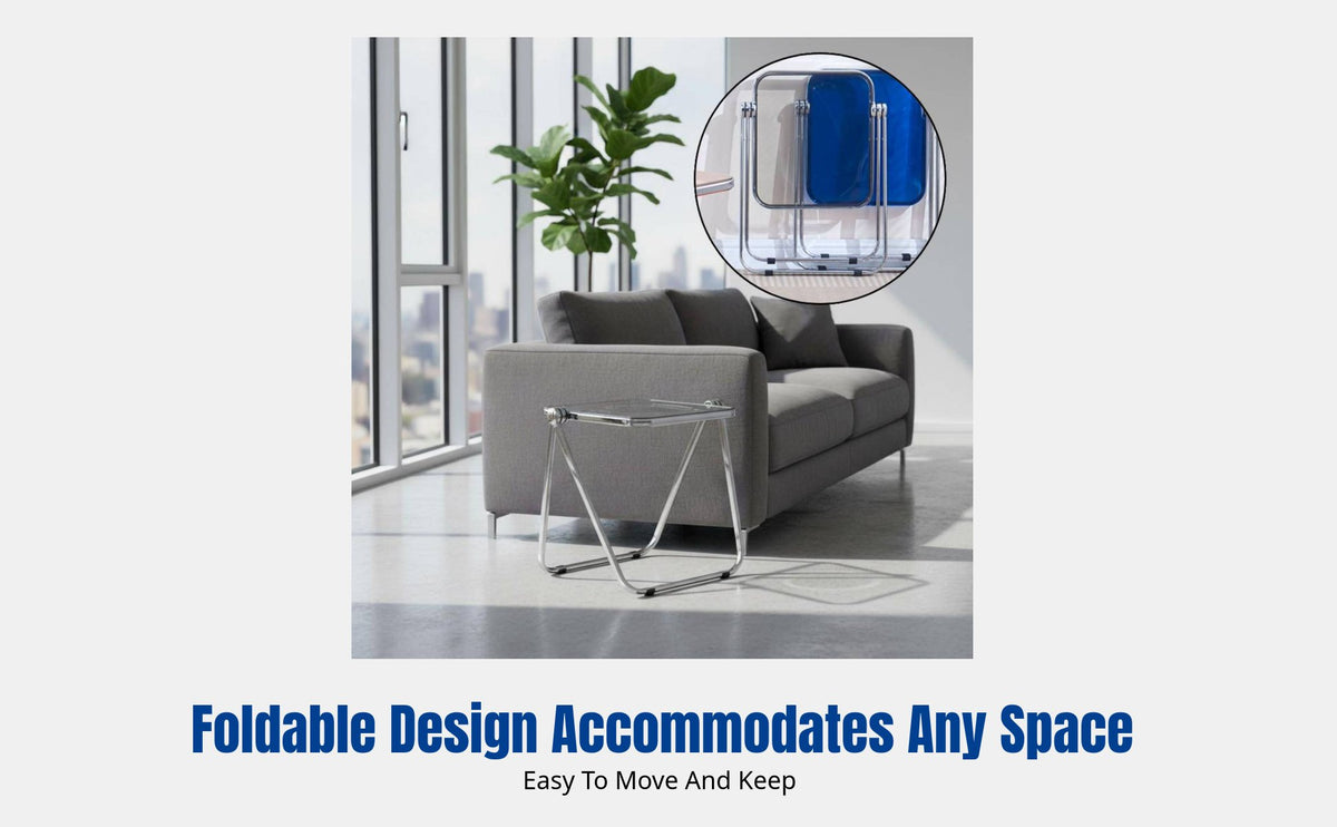 Acrylic Coffee Table, Folding Side Table for Living Room, Transparent Small End Table, Modern Minimalist Design
