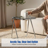 Acrylic Coffee Table, Folding Side Table for Living Room, Transparent Small End Table, Modern Minimalist Design