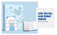 Letter-Size Document Folder, Transparent Inserts, Cartoon PP Cover, Student Organizer, Exam Paper Storage, Certificate