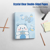 Letter-Size Document Folder, Transparent Inserts, Cartoon PP Cover, Student Organizer, Exam Paper Storage, Certificate