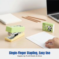 Cartoon Panda Mini Stapler Set, Cute Small Size, Student & Home Use, Portable Stationery, 3D Printed, Random Theme