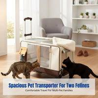 Pet Transport Trolley, Multi-Cat Stroller, Large Capacity, Portable Travel Carrier