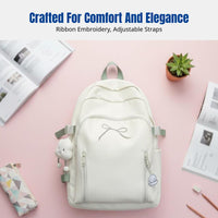 Girls Backpack, 2025 New Design, Simple Style, Large Capacity, Ribbon Embroidery, School Shoulder Bag