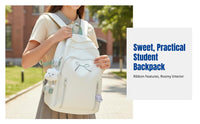 Girls Backpack, 2025 New Design, Simple Style, Large Capacity, Ribbon Embroidery, School Shoulder Bag