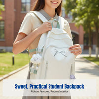 Girls Backpack, 2025 New Design, Simple Style, Large Capacity, Ribbon Embroidery, School Shoulder Bag