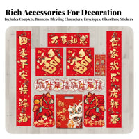 Holiday Couplets Kit, 2026 Horse Year New Year Door Stickers, Fu Character, Home Decor Set