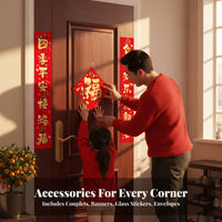 Holiday Couplets Kit, 2026 Horse Year New Year Door Stickers, Fu Character, Home Decor Set