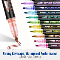 Metallic Outline Marker Pen, 48 colors, DIY notebook, Fluorescent Card, Christmas Decoration