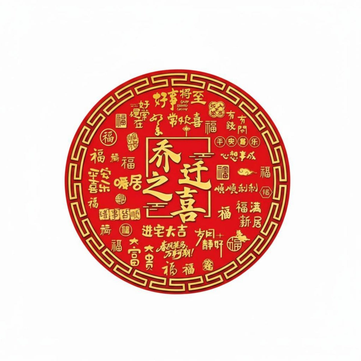 Gold Foil Flocking Door Sticker, Large Fu Character, Housewarming, Festive Decor