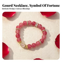 flower crystal Gourd Hand String, Red flower Beads, Elegant fortunate decoration, Modern Chinese design