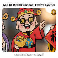 New Year Static Cling Glass Sticker, Fortune God Window Decal, Festive Decor