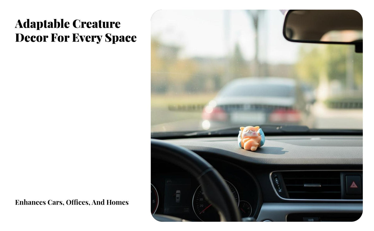 Cute Resin Animal Dashboard Decor, Desktop Ornament, Sleeping Pig, Random Design